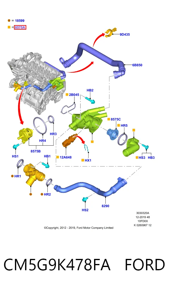 CM5G9K478FA Ford Termostato
