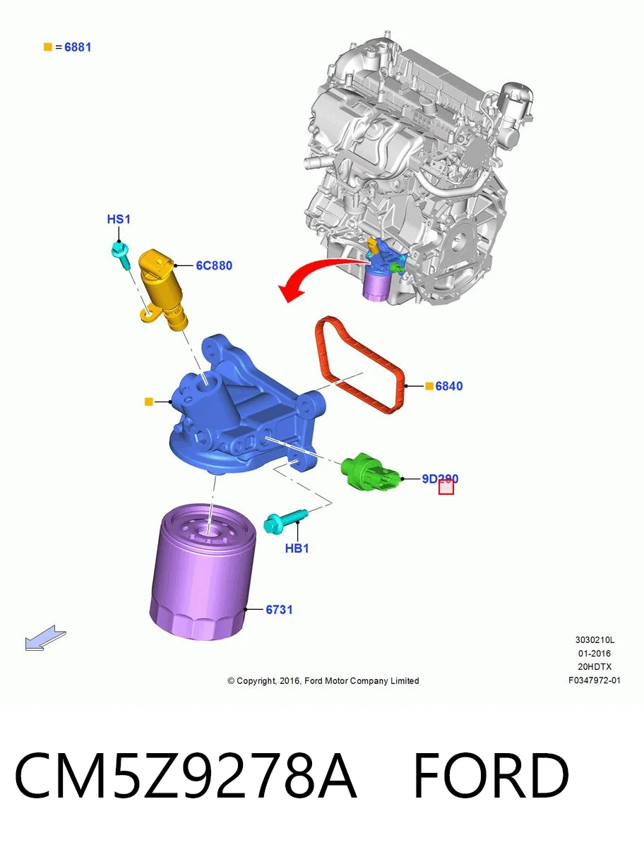 CM5Z9278A Ford Sensor de pressão de óleo