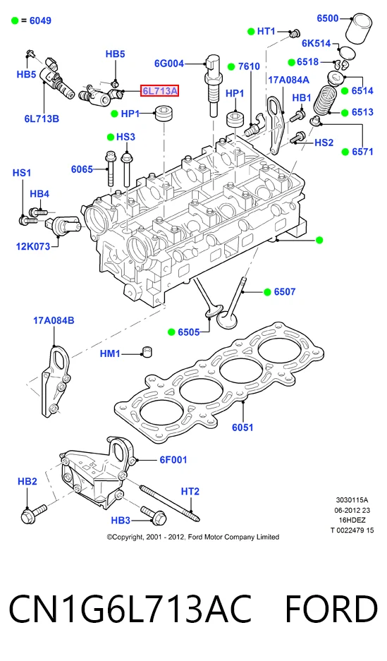 CN1G6L713AC Ford Válvula eletromagnética de posição (de fases) da árvore distribuidora