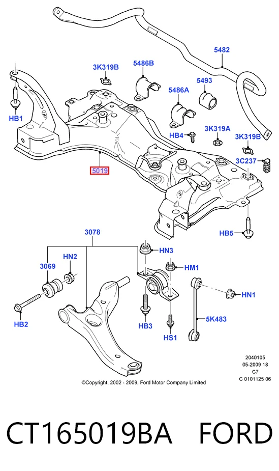Viga de suspensão dianteira (plataforma veicular) para Ford Connect TOURNEO PU2