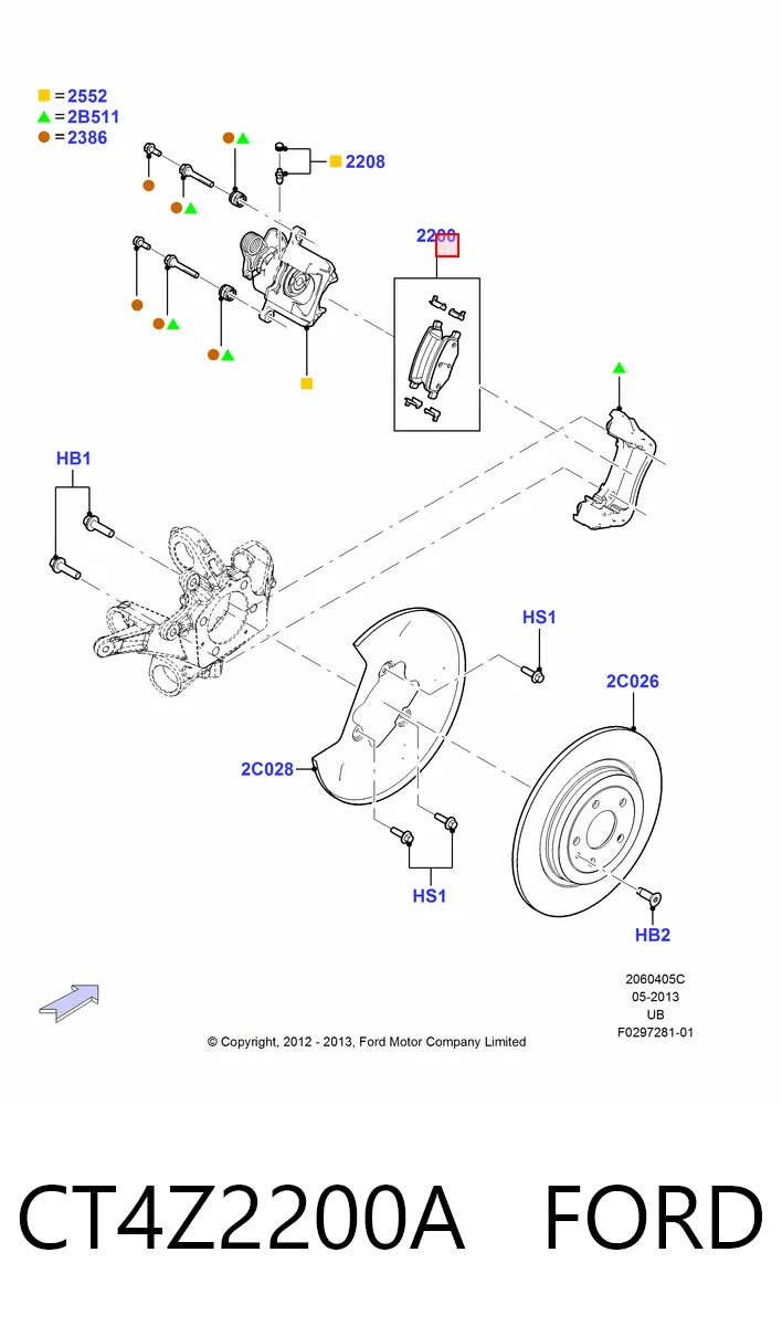 CT4Z2200A Ford Sapatas do freio traseiras de disco
