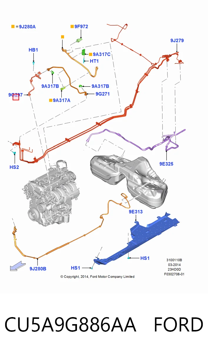 Válvula de adsorvedor dos vapores de combustível para Ford Mustang VI ZG