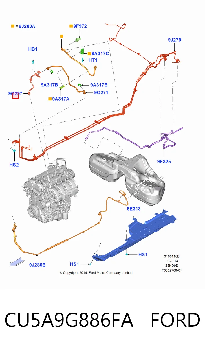 Válvula de adsorvedor dos vapores de combustível Ford Mustang VI ZG