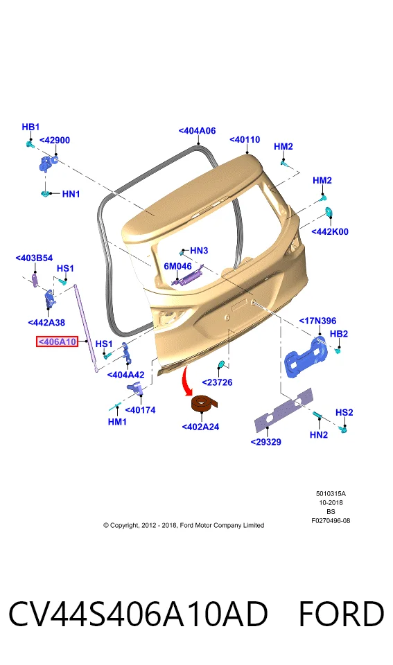 Compre Amortecedor de tampa de porta-malas (de 3ª/5ª porta traseira) Ford Kuga 2