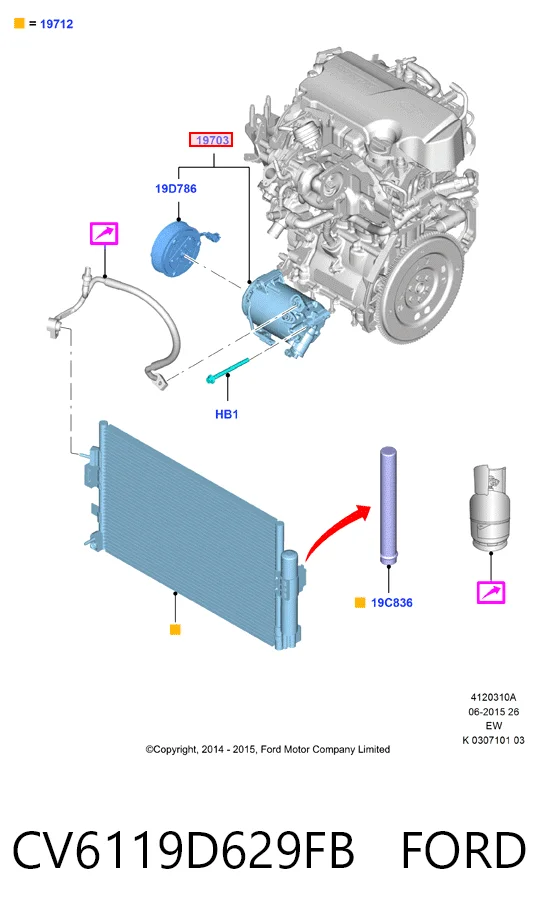 CV6119D629FB Ford Compressor de aparelho de ar condicionado