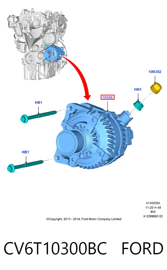 CV6T10300BC Ford Gerador