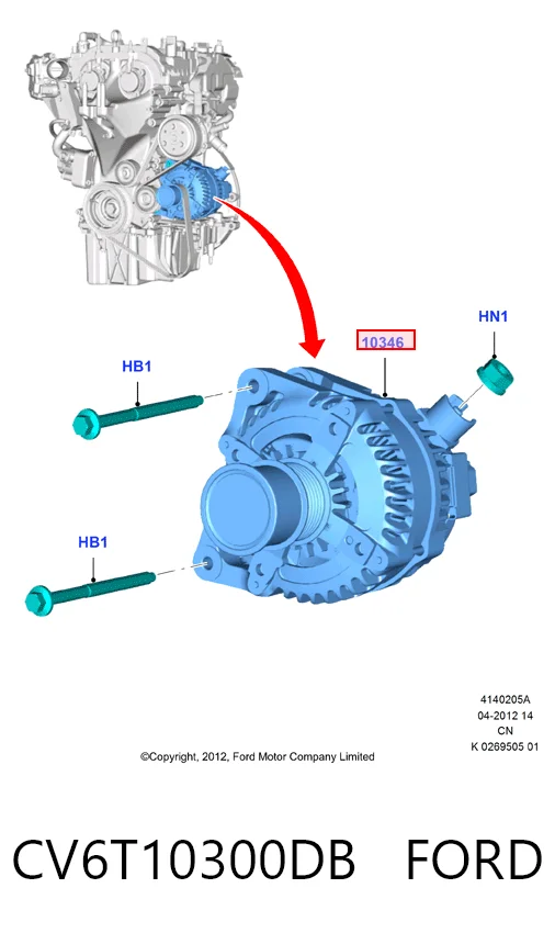 CV6T10300DB Ford Gerador