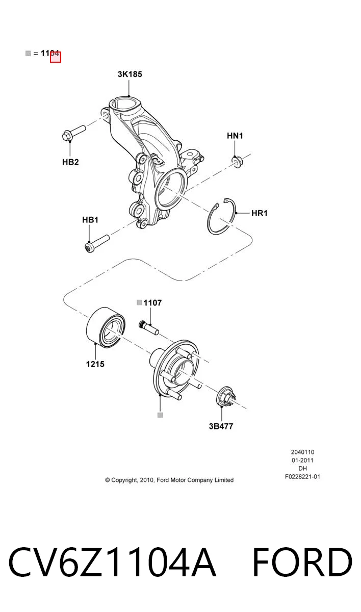 CV6Z1104A Ford Cubo dianteiro