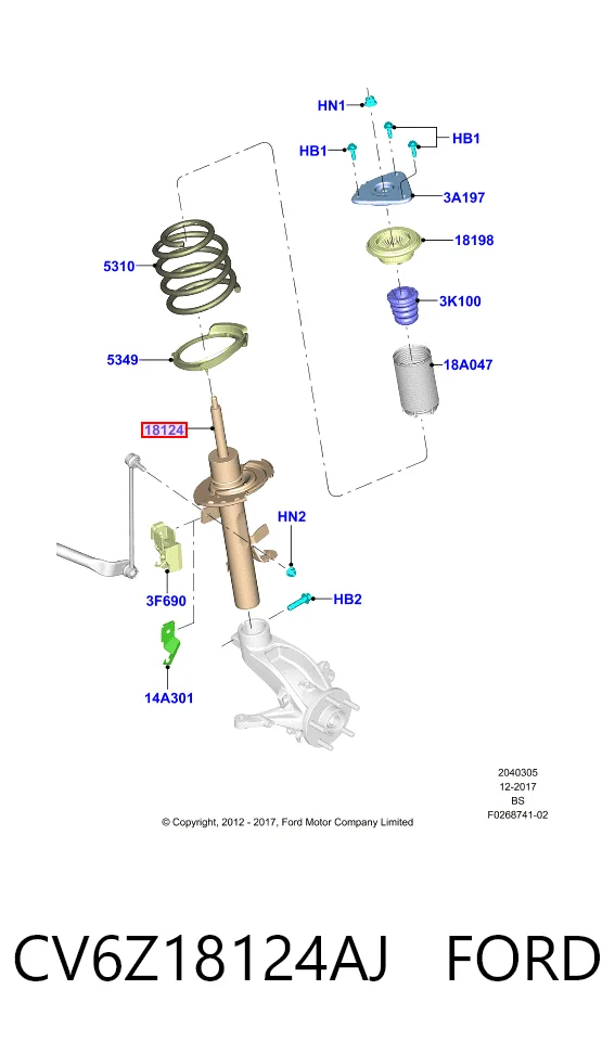 CV6Z18124AJ Ford Amortecedor dianteiro direito