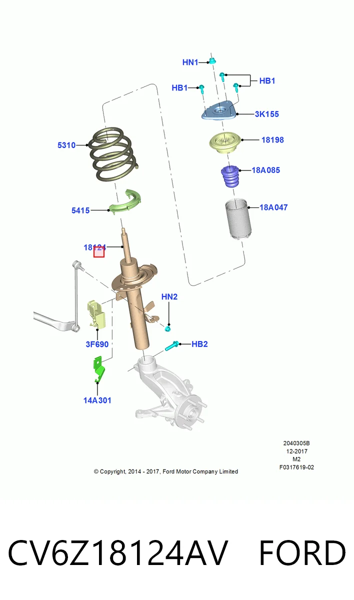 CV6Z18124AV Ford Amortecedor dianteiro esquerdo