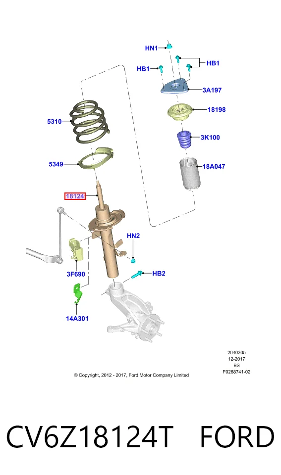 CV6Z18124T Ford Amortecedor dianteiro direito