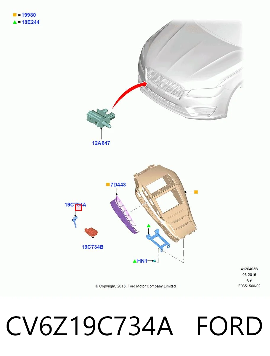 CV6Z19C734A Ford Sensor de temperatura de ar no salão