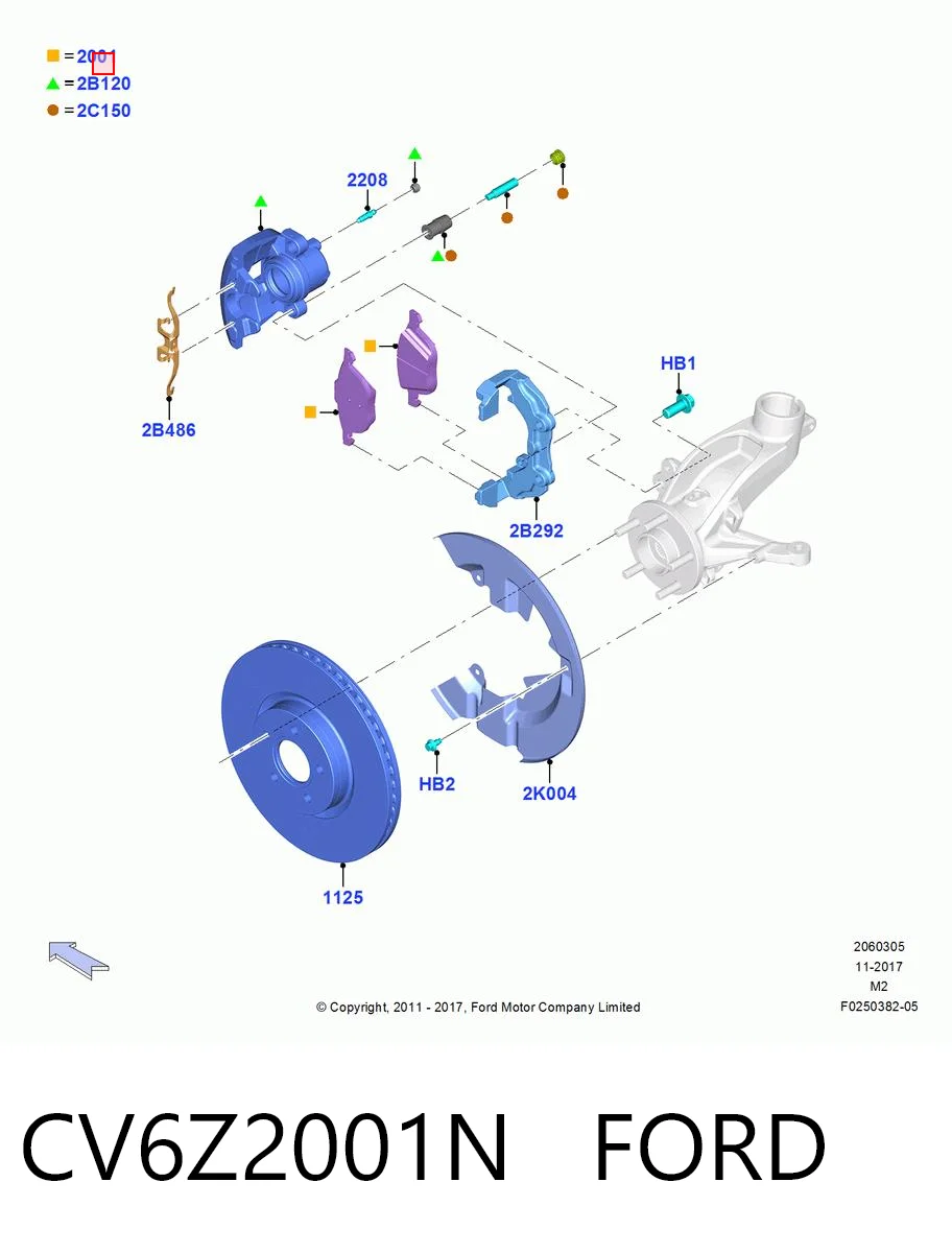 CV6Z2001N Ford Sapatas do freio dianteiras de disco