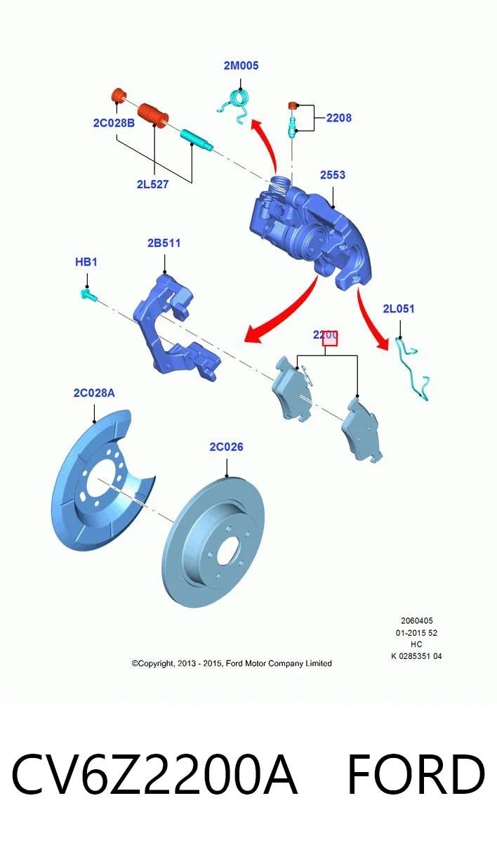 CV6Z2200A Ford Sapatas do freio traseiras de disco