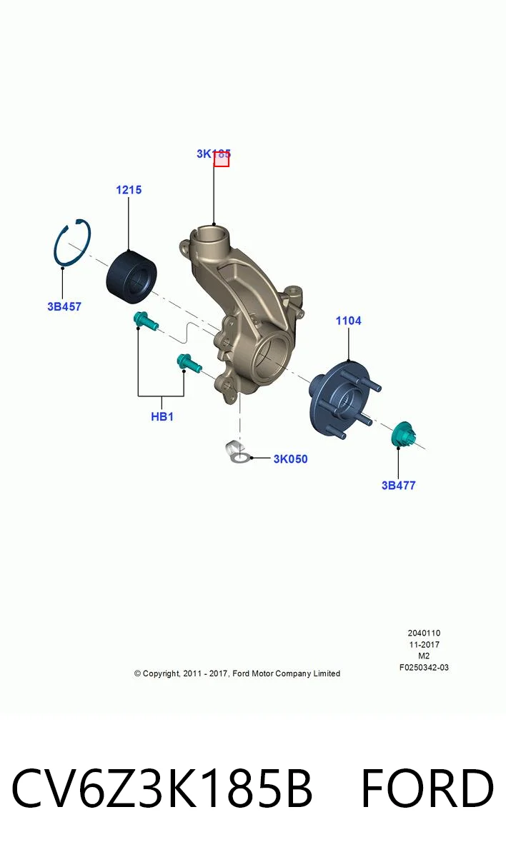 CV6Z3K185B Ford Pino moente (extremidade do eixo) dianteiro direito