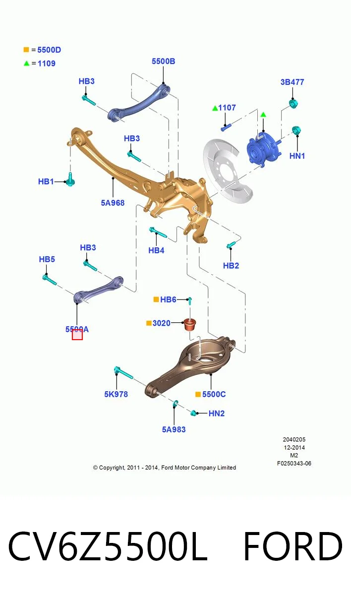 CV6Z5500L Ford Braço oscilante de suspensão traseira transversal
