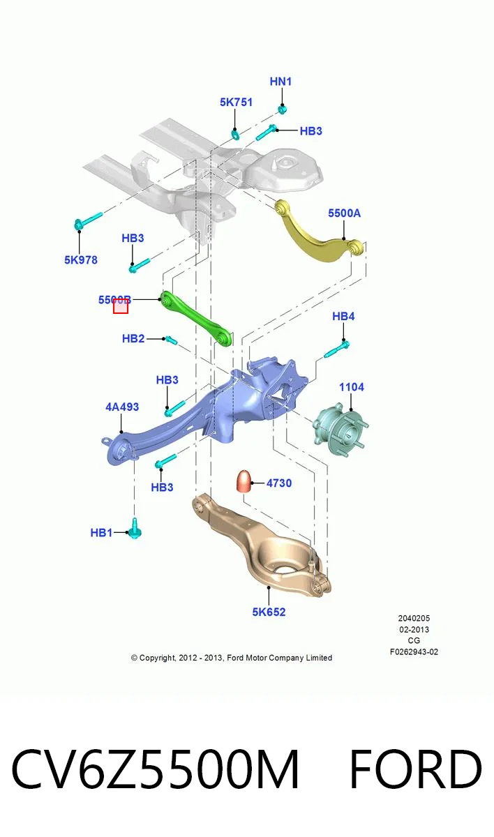 CV6Z5500M Ford Braço oscilante de suspensão traseira transversal