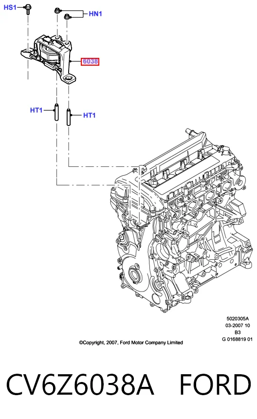 CV6Z6038A Ford Coxim (suporte) direito de motor