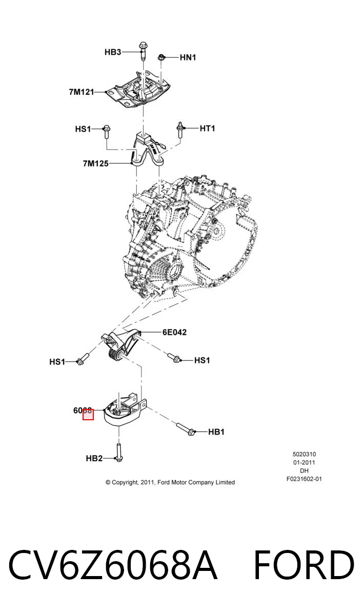 CV6Z6068A Ford Coxim (suporte) traseiro de motor