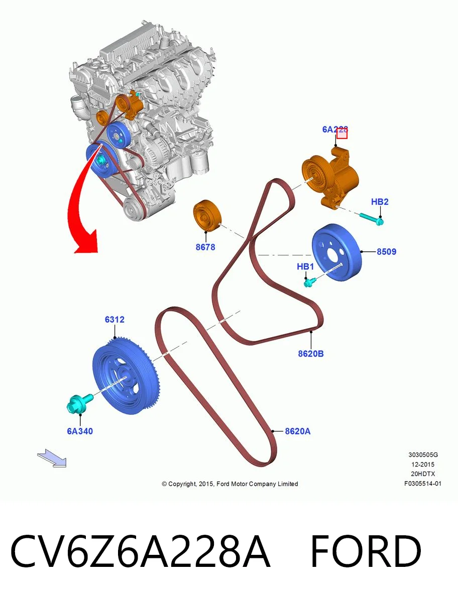 CV6Z6A228A Ford Reguladora de tensão da correia de transmissão