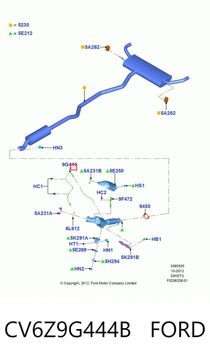CV6Z9G444B Ford Sonda lambda, sensor de oxigênio depois de catalisador