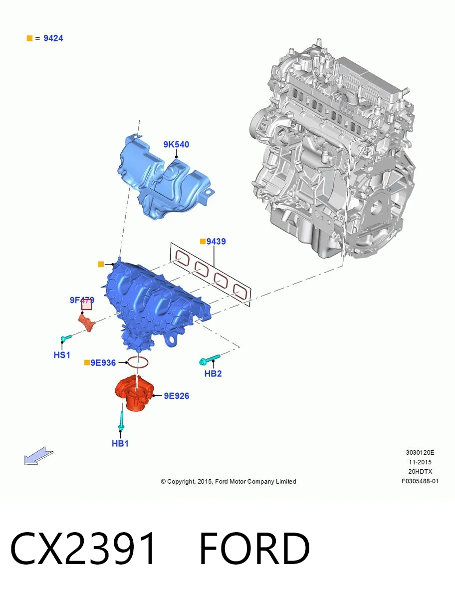 CX2391 Ford Sensor de pressão no coletor de admissão, MAP