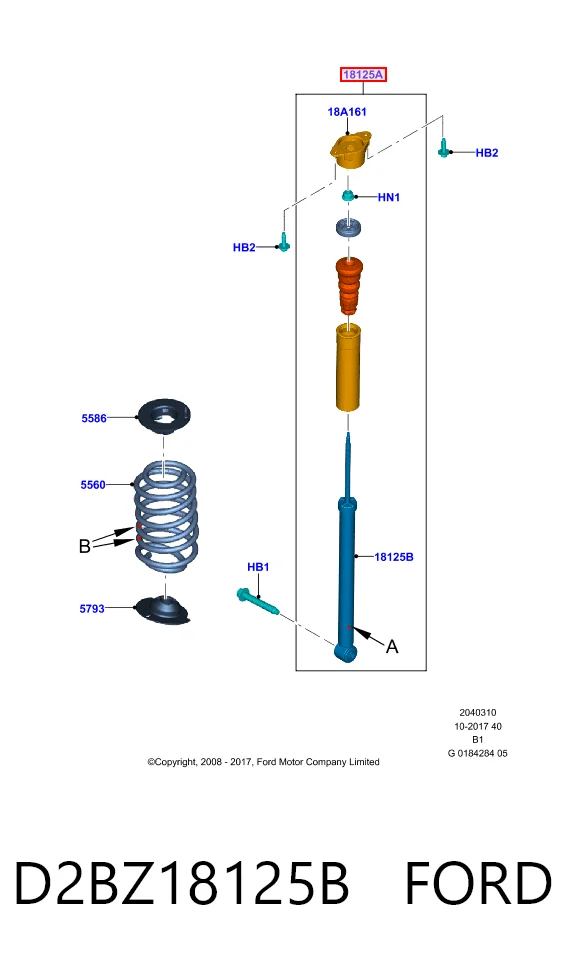 D2BZ18125B Ford Amortecedor traseiro