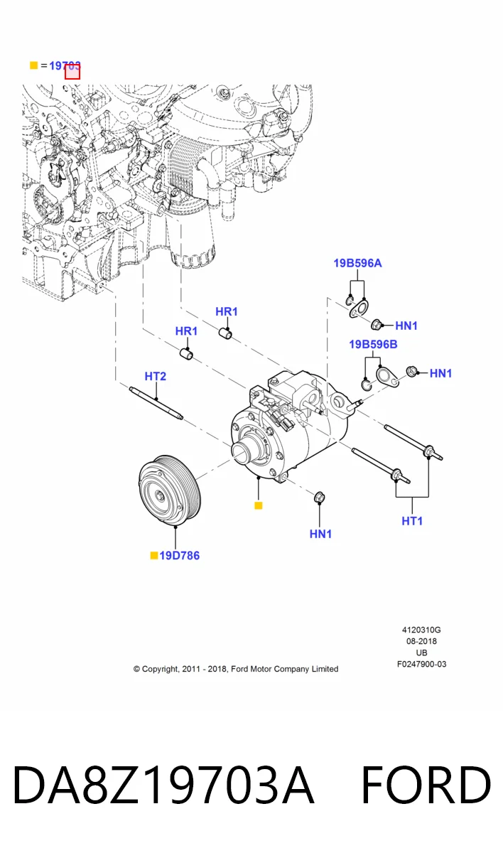 DA8Z19703A Ford Compressor de aparelho de ar condicionado