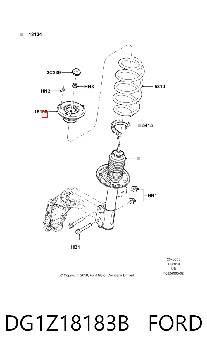 DG1Z18183B Ford Suporte de amortecedor dianteiro
