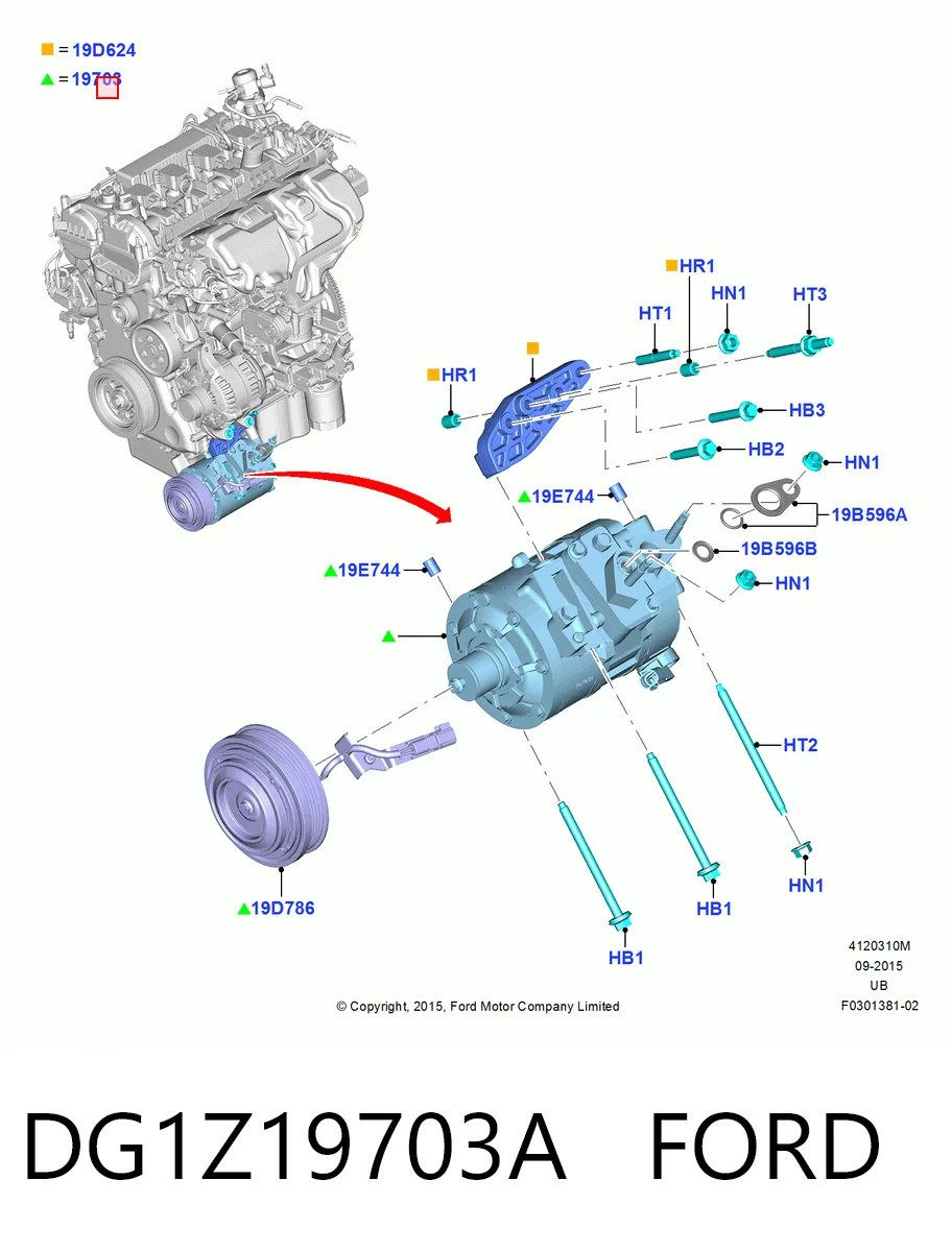 DG1Z19703A Ford Compressor de aparelho de ar condicionado