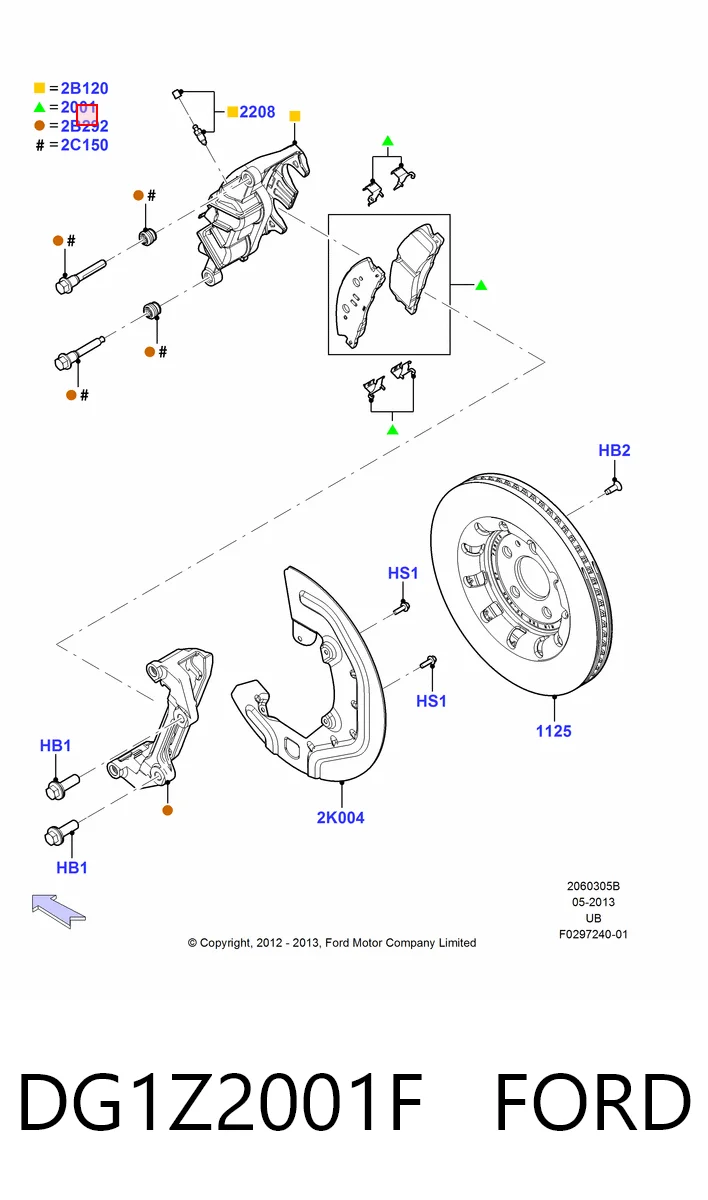 DG1Z2001F Ford Sapatas do freio dianteiras de disco