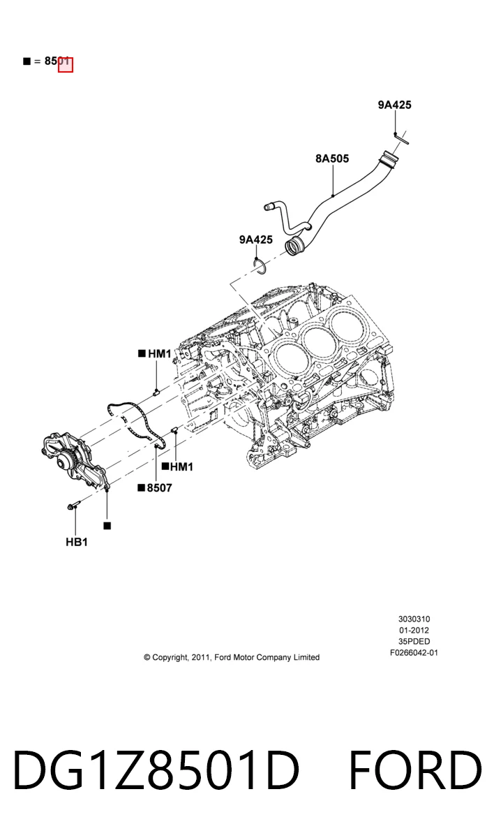 DG1Z8501D Ford Bomba de água (bomba) de esfriamento