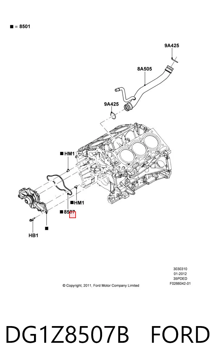 DG1Z8507B Ford Vedante de bomba de água