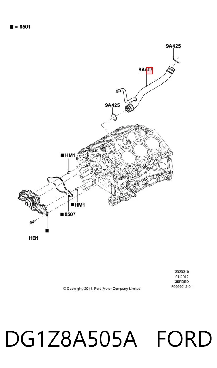 Mangueira (cano derivado) do sistema de esfriamento para Ford Explorer  U5