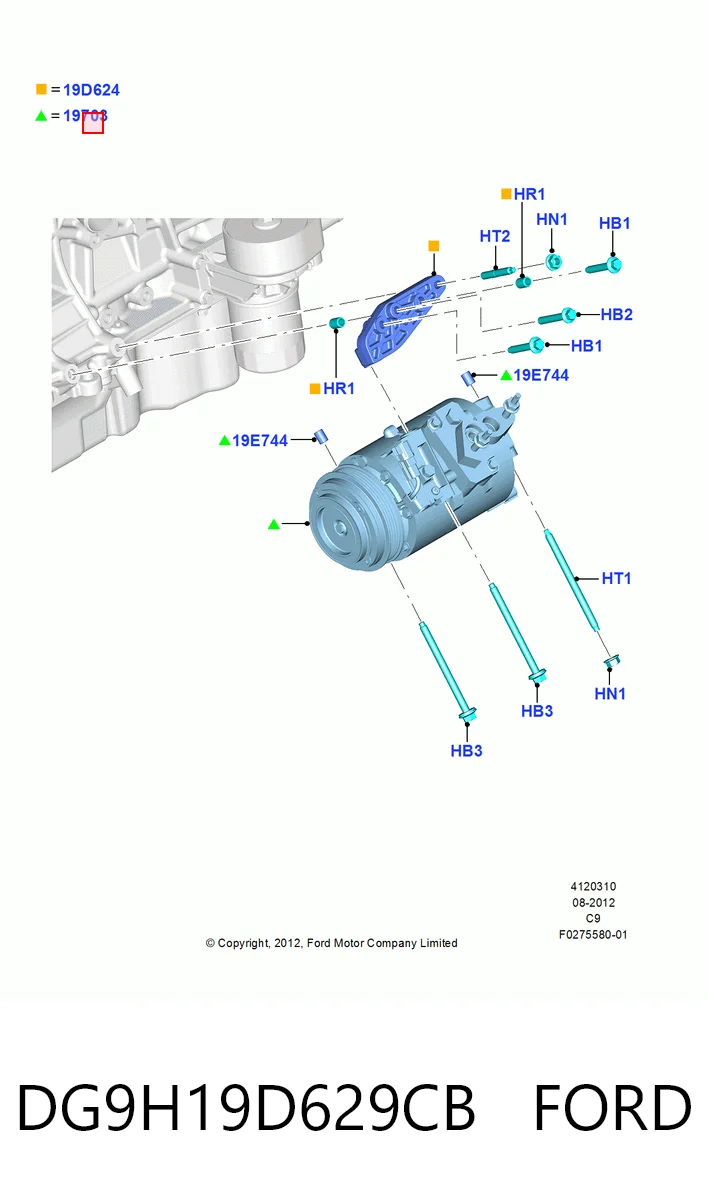 DG9H19D629CB Ford Compressor de aparelho de ar condicionado