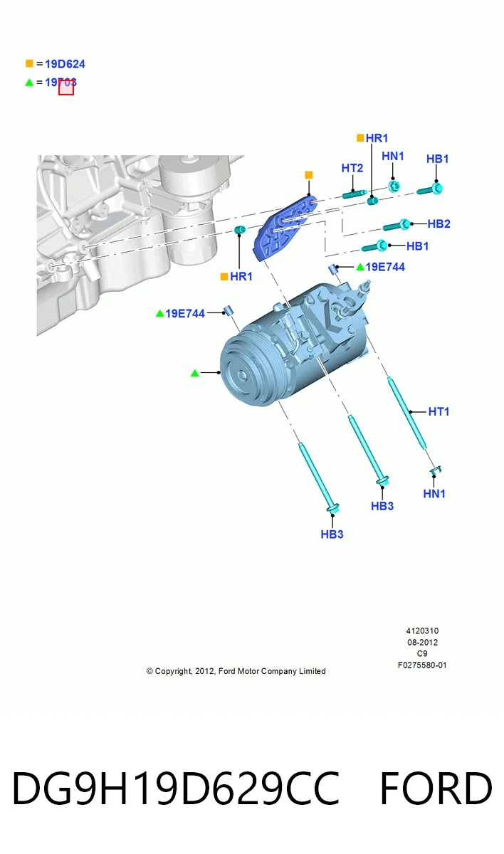 DG9H19D629CC Ford Compressor de aparelho de ar condicionado