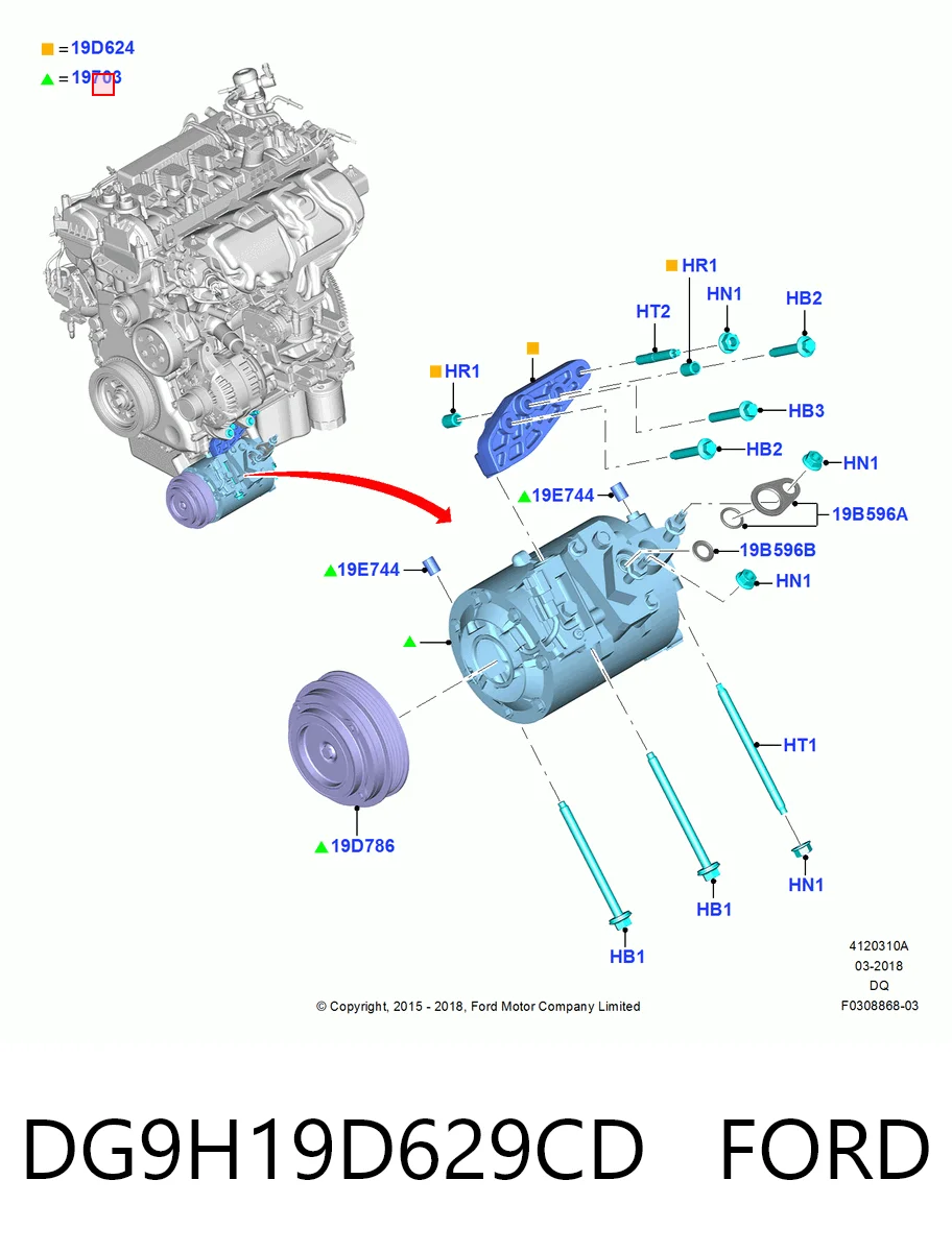 DG9H19D629CD Ford Compressor de aparelho de ar condicionado