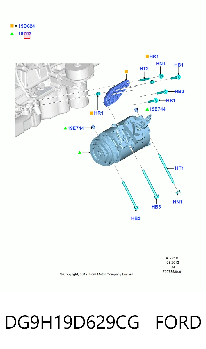 DG9H19D629CG Ford Compressor de aparelho de ar condicionado