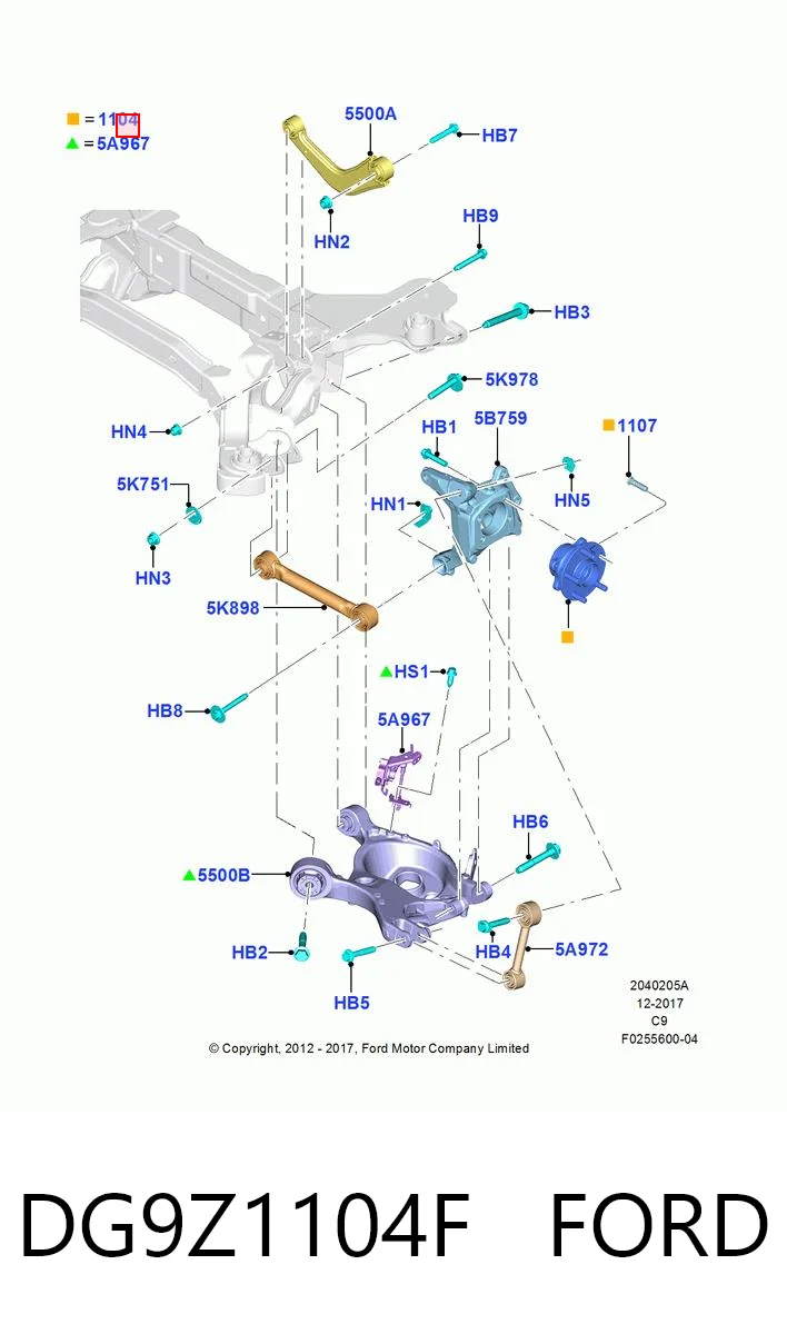 DG9Z1104F Ford Cubo traseiro