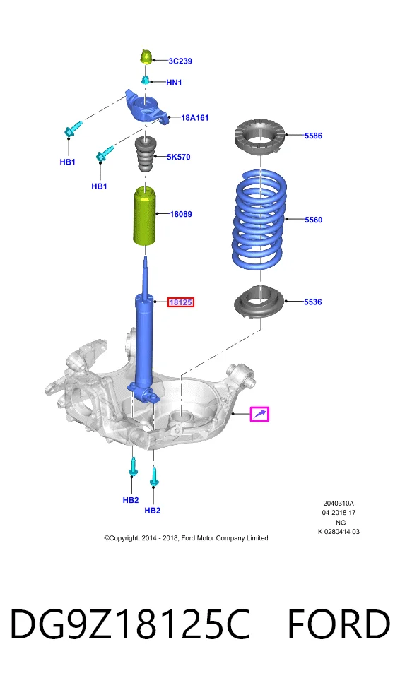 DG9Z18125C Ford Amortecedor traseiro