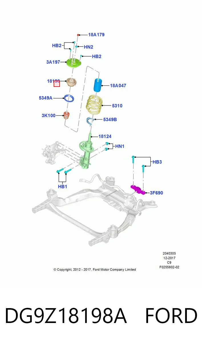 DG9Z18198A Ford Rolamento de suporte do amortecedor dianteiro