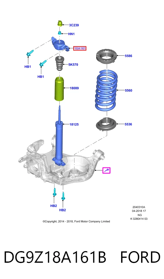 DG9Z18A161B Ford Suporte de amortecedor traseiro