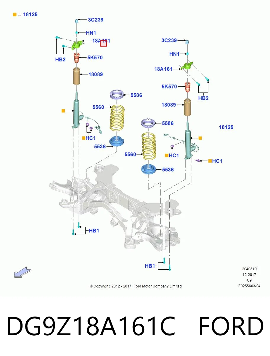 DG9Z18A161C Ford Suporte de amortecedor traseiro