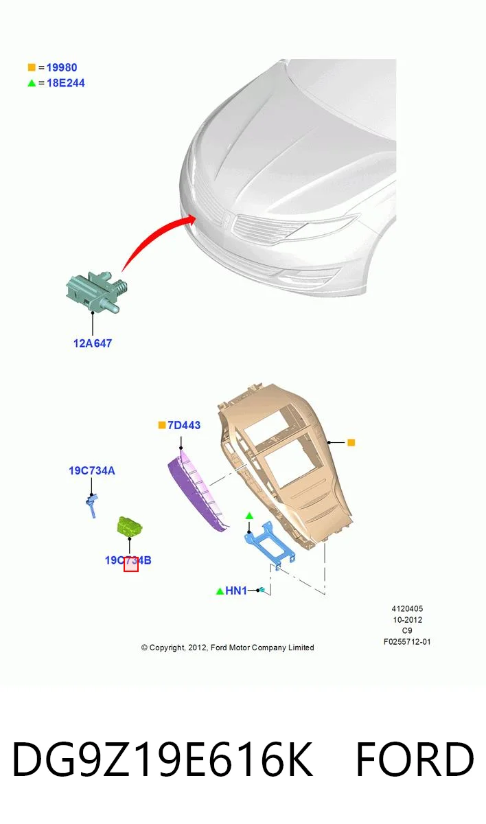 DG9Z19E616K Ford Sensor de temperatura do vaporizador