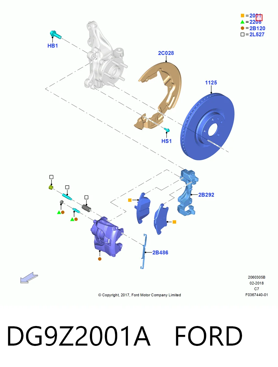 DG9Z2001A Ford Sapatas do freio dianteiras de disco