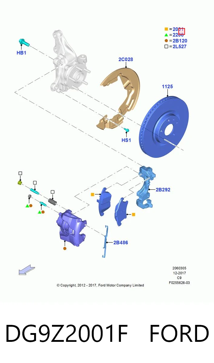 DG9Z2001F Ford Sapatas do freio dianteiras de disco