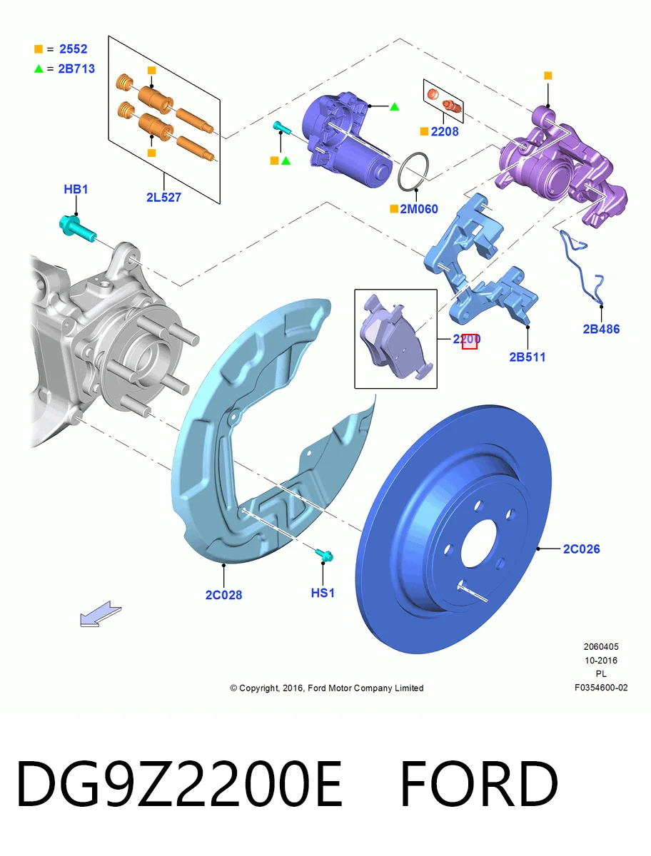 DG9Z2200E Ford Sapatas do freio traseiras de disco