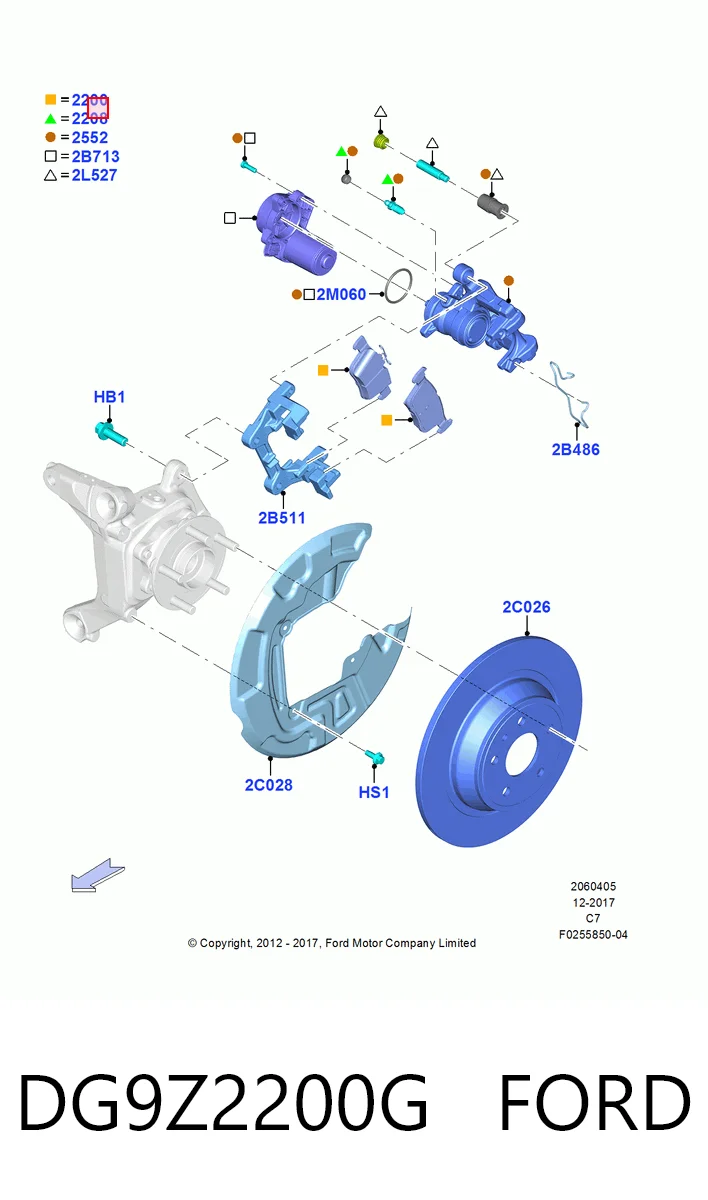 DG9Z2200G Ford Sapatas do freio traseiras de disco