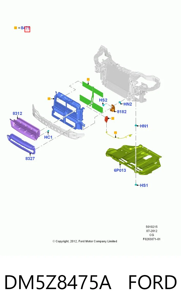 DM5Z8475A Ford Perciana do radiador de esfriamento