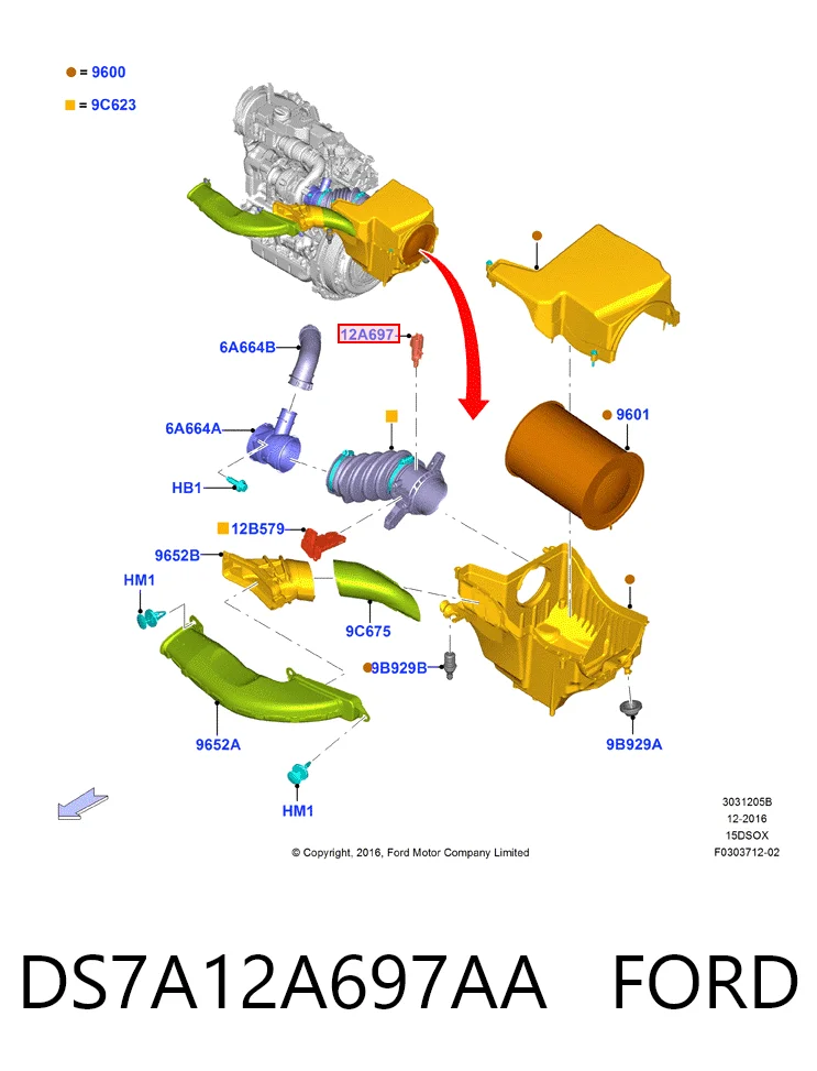 Sensor de temperatura da mistura de ar Ford Focus III CB8